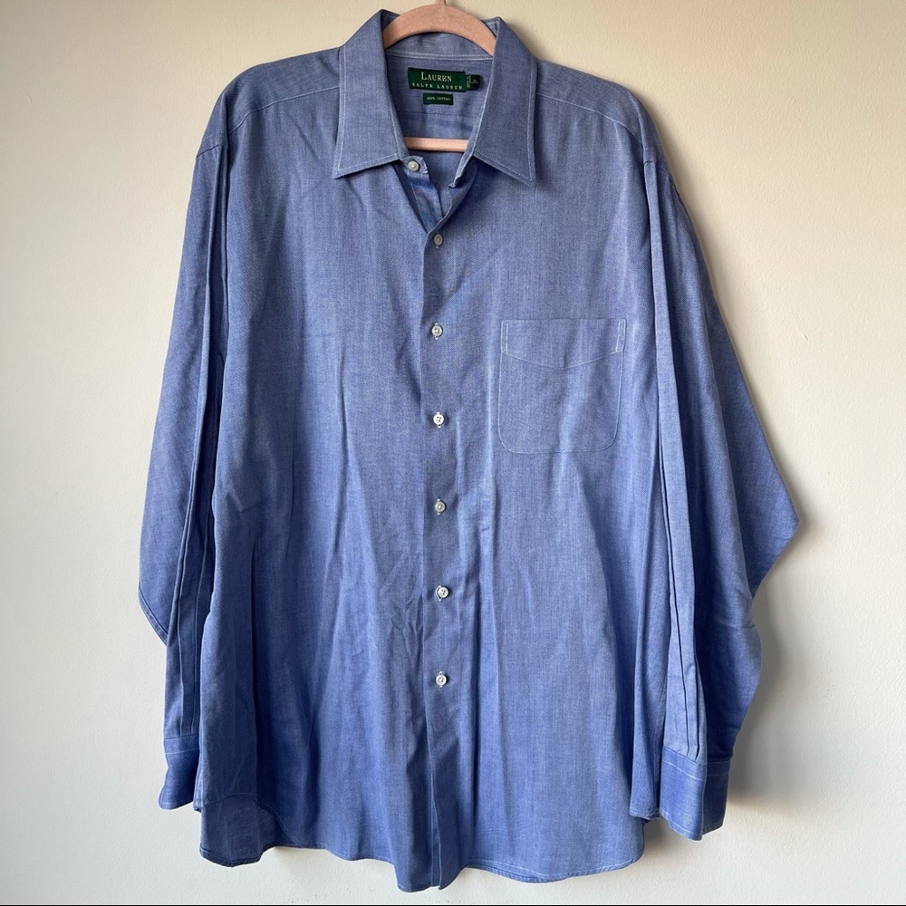 Lauren Ralph Lauren Vintage Button Front Shirt Cotton Blue Size 18